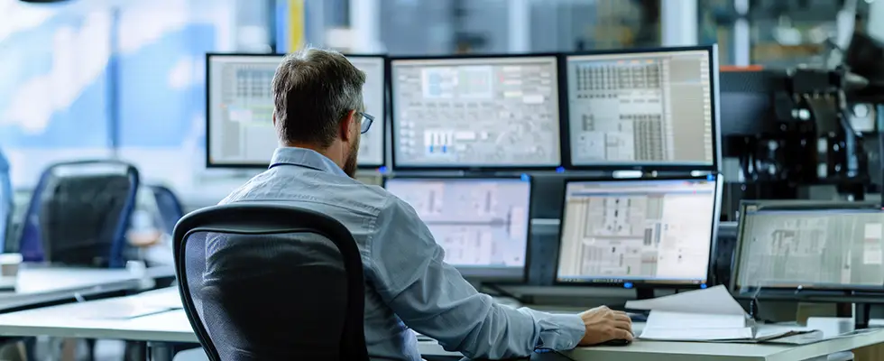 SCADA engineer in a office maintaining data